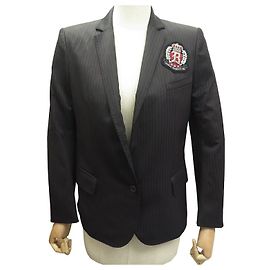 BALMAIN BLAZER PATCH WOOL BLACK M 38 BLACK WOOL JACKET COAT Black