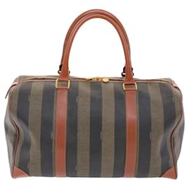 Fendi-Sac Boston en toile Pecan Fendi en cuir PVC marron noir-Marron
