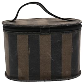 Fendi-Fendi Pecan Canvas Vanity Cosmetic Pouch Black Brown-Black