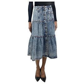 Ulla Johnson Blue denim tiered midi skirt - size UK 6 Blue