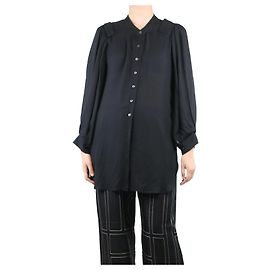 Ann Demeulemeester Schwarze Bluse mit Puffärmeln - Größe UK 10 Schwarz