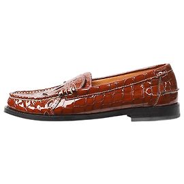 Ganni Mocassins en vernis effet crocodile marron - taille EU 37 Autre