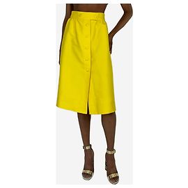 Courreges Falda midi amarilla con botones - talla UK 6 Amarillo