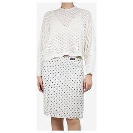 Eric Bompard Cremfarbener gehäkelter Crop-Pullover - Größe M Roh
