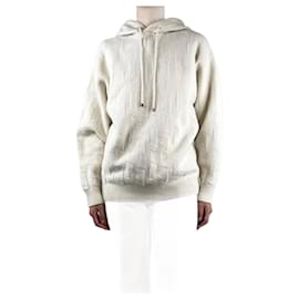 Hermès-Cream textured wool hoodie - size UK 8-Cream