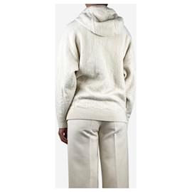 Hermès-Cream textured wool hoodie - size UK 8-Cream