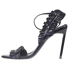 Saint Laurent-Black snakeskin square-toe sandal heels - size EU 42-Black