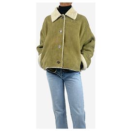 Loewe Green cropped shearling jacket - size UK 6 Green