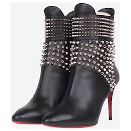 Christian Louboutin-Black leather spiked ankle boots - size EU 37.5-Black