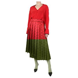 Fendi-Red silk pleated midi skirt - size UK 12-Red