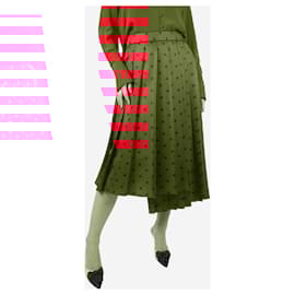 Fendi-Jupe midi plissée en soie rouge - taille UK 12-Rouge