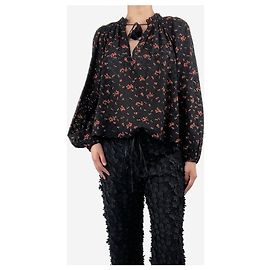 Ulla Johnson Top de brodería inglesa con mangas abullonadas de estampado floral negro - talla UK 8 Negro