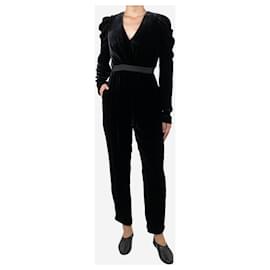 Ulla Johnson-Black tapered velvet jumpsuit - size UK 8-Black