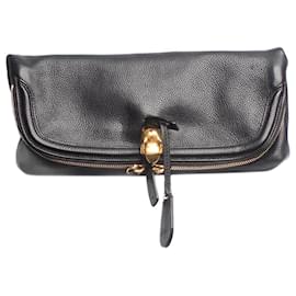 Alexander Mcqueen-Black flap clutch bag-Black