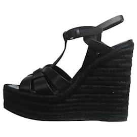 Saint Laurent-Black wedge sandal heels - size EU 37 (UK 4)-Black
