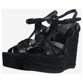 Saint Laurent-Black wedge sandal heels - size EU 37 (UK 4)-Black