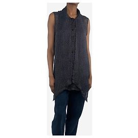 Nina Ricci Camicia nera trasparente senza maniche a pois - taglia UK 4 Nero