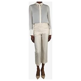 Hermès-Cream silk trousers - size UK 6-Cream