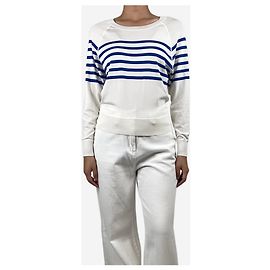 Sandro Top a righe bianche e blu - taglia UK 8 Bianco
