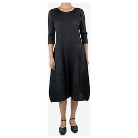 Pleats Please Robe midi plissée noire en A - taille UK 10 Noir
