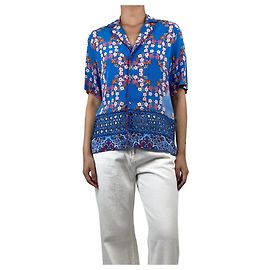 Sandro Camicia ritagliata con stampa floreale blu - taglia UK 12 Blu