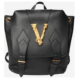 Versace Black leather backpack Black