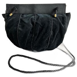 Minaudière rotonda in velluto Gianni Versace Nera Nero