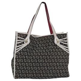 Fendi-FENDI Zucchino Canvas Tote Bag Brown Gold Auth 84553-Brown,Golden