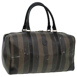 Fendi-Sac Boston en toile Pecan FENDI marron noir Auth th5173-Marron,Noir