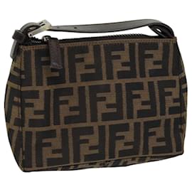 Fendi-FENDI Zucca Canvas Hand Bag Brown Black Auth am6704-Brown,Black