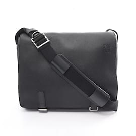 Loewe-Loewe Military Leather Messenger Bag-Black