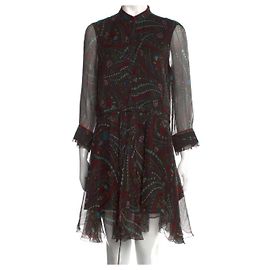 Zadig & Voltaire Ranil Psyche Delux Seidenkleid Schwarz Mehrfarben
