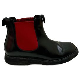 Botas Chelsea de cuero negro Prada Negro Roja
