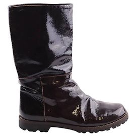 Marni Glossy leather biker boots Brown