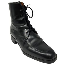 Botas de tornozelo de couro pretas com cadarço Tod's Preto
