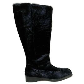 Salvatore Ferragamo Botas de piel con punta cuadrada Ferragamo Negro