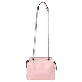 Borsa a spalla Fendi Dotcom Click trapuntata in pelle crema Marrone Rosa