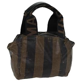 Fendi-Sac à main en toile Fendi Pecan toile enduite marron noir-Marron