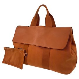 Hermès Hermes Valparaiso GM Orange Silver Hardware Chevron/Leather Tote Bag Orange