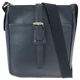 Burberry-Burberry Leather Checkered Shoulder Messenger Bag-Black