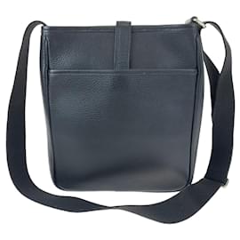 Burberry-Burberry Leather Checkered Shoulder Messenger Bag-Black