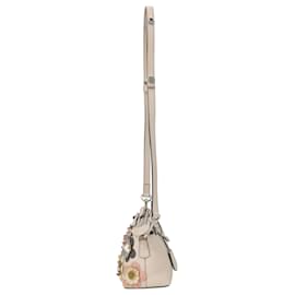 Fendi-Fendi Mini By The Way Flowerland Crossbody Bag in White Leather -White,Cream