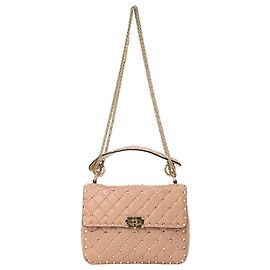 Valentino Garavani Bolsa de mão Valentino Medium Rockstud Spike em couro rosa antigo Marrom Rosa