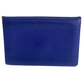Hermès-Hermes Calvi Card Case Blue Electric Silver Hardware-Blue