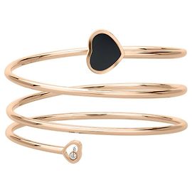Pulseira Twist Happy Hearts em ouro rosa 18K com diamantes e ônix negro Chopard Outro