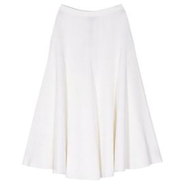 Falda Acampanada Chanel de Algodón Blanca Blanco