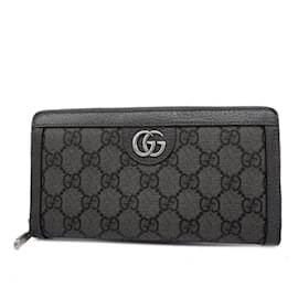 Gucci-Gucci Long Wallet GG Supreme 706844 in Gray-Brown