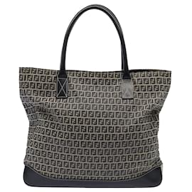 Fendi-Fendi Zucchino Canvas Tote Bag Navy-Blue