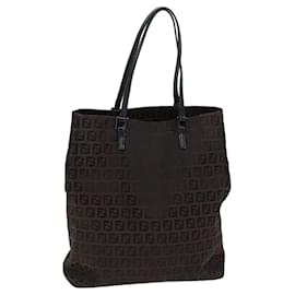 Fendi-Fendi Zucchino Canvas Tote Bag Brown Black-Brown