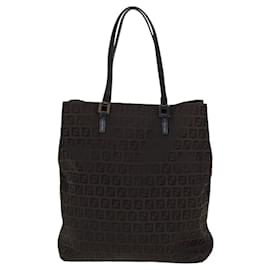 Fendi-Fendi Zucchino Canvas Tote Bag Brown Black-Brown
